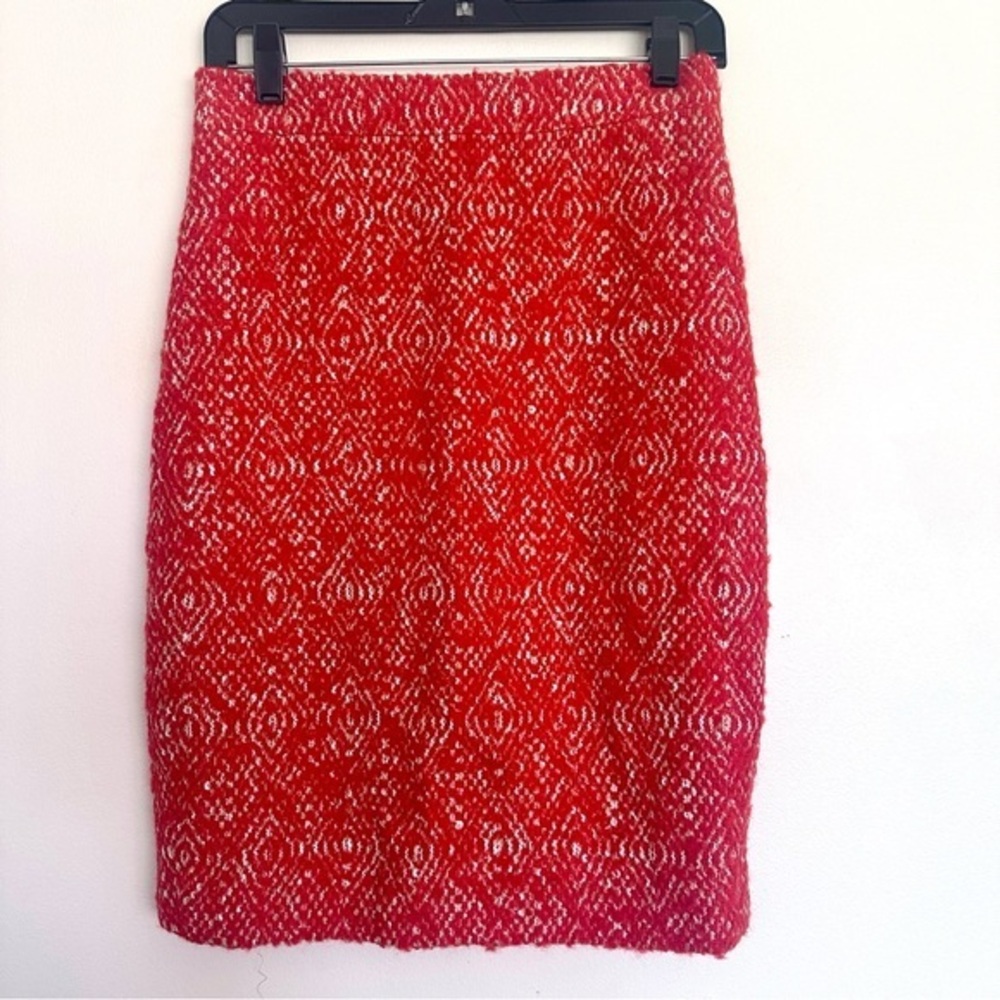 J. Crew Vibrant Orange and White Textured Pencil Skirt Size 4
